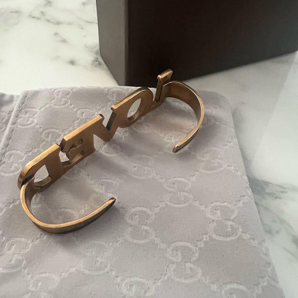 Gucci Gold and Multicolor 'Loved' Brooch - Picture 5 of 6